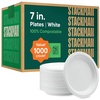 image:image100 Compostable Paper Bowls 12 oz 1000 Count HeavyDuty Soup Bowls  Natural White Color Unbleached Bagasse Bowls  EcoFriendly Disposable Biodegradable Sugarcane  Bulk Case 8 x 125 Pack7 inch Round  1000 Pack