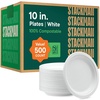 image:image100 Compostable Paper Bowls 12 oz 1000 Count HeavyDuty Soup Bowls  Natural White Color Unbleached Bagasse Bowls  EcoFriendly Disposable Biodegradable Sugarcane  Bulk Case 8 x 125 Pack10 inch Round  500 Pack