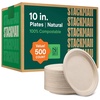 image:image100 Compostable Paper Plates 7 Inch 1000 Count HeavyDuty Dessert Plates  Natural Brown Color Unbleached Bagasse  EcoFriendly Disposable Biodegradable Sugarcane Plates  Bulk Case 8125 Pack10 Round  500Case