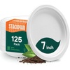 image:imageStack Man 100 Compostable Small Paper Plates 7 Inch HeavyDuty 125Pack EcoFriendly White Bagasse Disposable Dessert Cake Plates  7 Biodegradable Plate BPICertified PFASFree125 Count Pack of 1