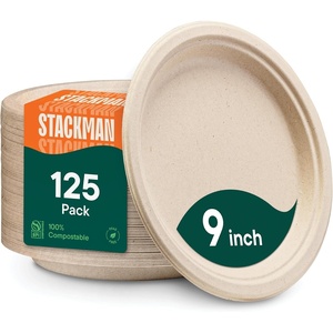 image:image100 Compostable Deep Dish Plates  9 Inch 125Pack Heavy Duty Brown9 Plates