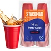 image:imageRed Cups  Party Cups  Disposable Plastic Cups 16 oz  100 Pack Fun amp Durable Party Cups for Drinking amp Playing  Bulk Case of 100 Cups By Stack Man100 Count Pack of 3