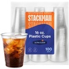 image:imageStack Man 100 Pack  20 oz Clear Disposable Plastic Cups PET Crystal Clear Disposable 20oz Plastic Cups16 Ounces