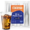 image:imageStack Man 100 Pack  20 oz Clear Disposable Plastic Cups PET Crystal Clear Disposable 20oz Plastic Cups20 Ounces