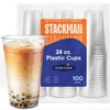 image:imageStack Man 100 Pack  20 oz Clear Disposable Plastic Cups PET Crystal Clear Disposable 20oz Plastic Cups24 Ounces