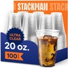 image:imageStack Man 100 Pack  20 oz Clear Disposable Plastic Cups PET Crystal Clear Disposable 20oz Plastic Cups20 Ounces