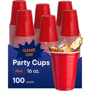 image:imageRed Cups  Party Cups  Disposable Plastic Cups 16 oz  100 Pack Fun amp Durable Party Cups for Drinking amp Playing  Bulk Case of 100 Cups By Stack Man100 Count Pack of 1