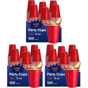 image:imageRed Cups  Party Cups  Disposable Plastic Cups 16 oz  100 Pack Fun amp Durable Party Cups for Drinking amp Playing  Bulk Case of 100 Cups By Stack Man100 Count Pack of 3